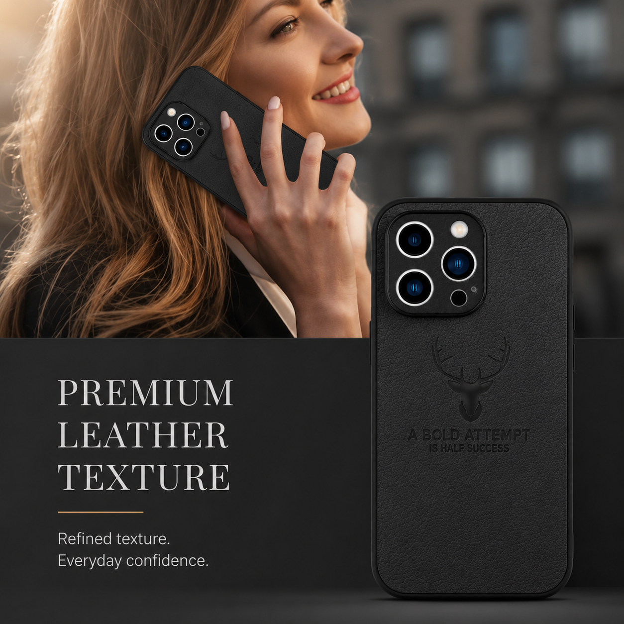 Premium iPhone Case MagSafe Compatible Canvas Texture Deer Pattern Magnetic Cover Shockproof Bumper Frame Camera Lens Guard Slim Full Coverage Design