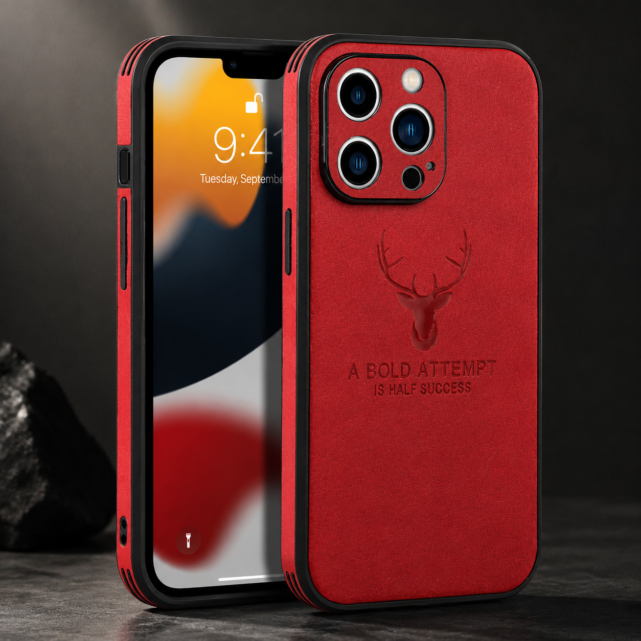 Premium iPhone Case MagSafe Compatible Canvas Texture Deer Pattern Magnetic Cover Shockproof Bumper Frame Camera Lens Guard Slim Full Coverage Design