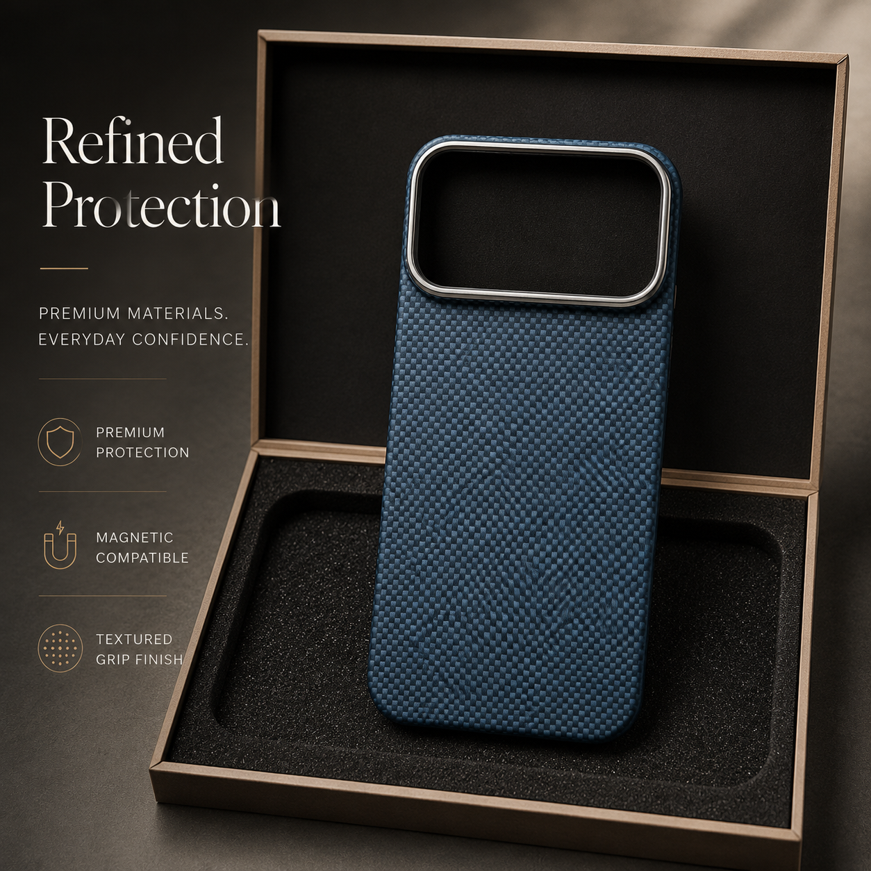 Premium iPhone Case MagSafe Compatible Carbon Fiber Aramid Protective Cover Camera Lens Protection Ultra Thin Shockproof Anti Fingerprint Waterproof Full Coverage