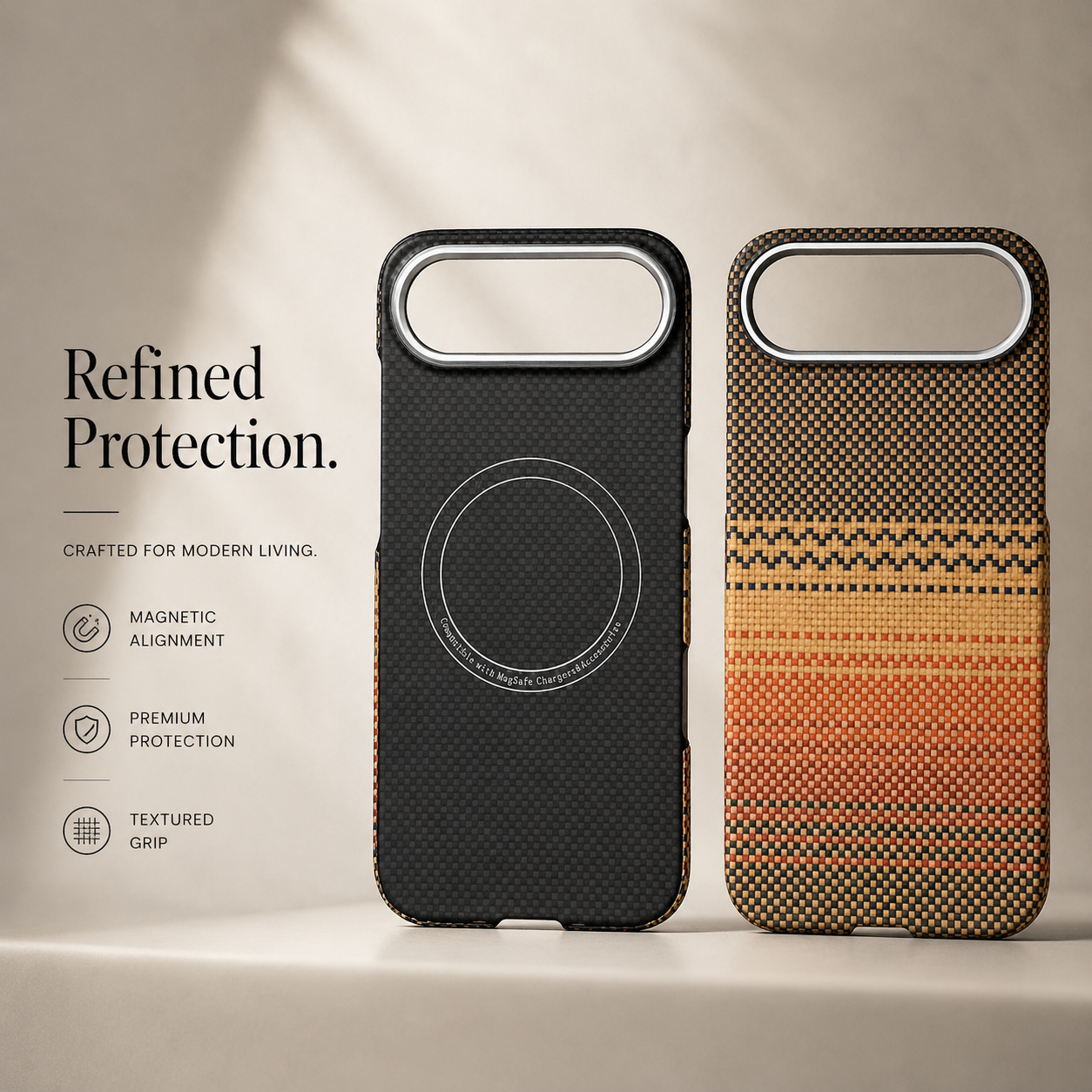 Premium iPhone Case MagSafe Compatible Carbon Fiber Aramid Protective Cover Camera Lens Protection Ultra Thin Shockproof Anti Fingerprint Waterproof Full Coverage