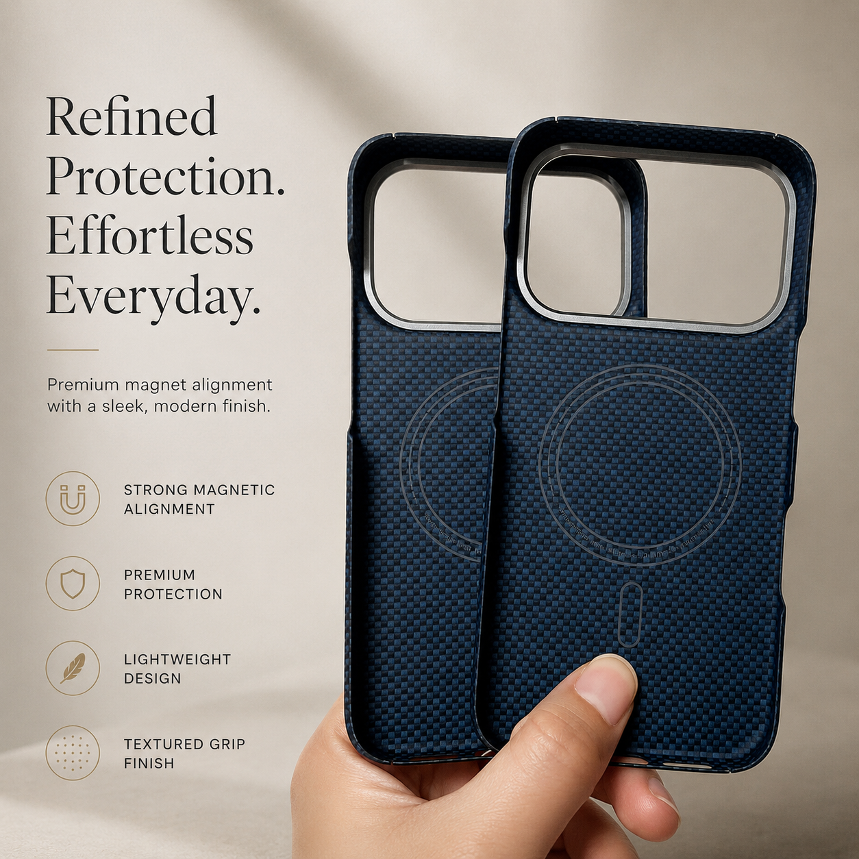 Premium iPhone Case MagSafe Compatible Carbon Fiber Aramid Protective Cover Camera Lens Protection Ultra Thin Shockproof Anti Fingerprint Waterproof Full Coverage