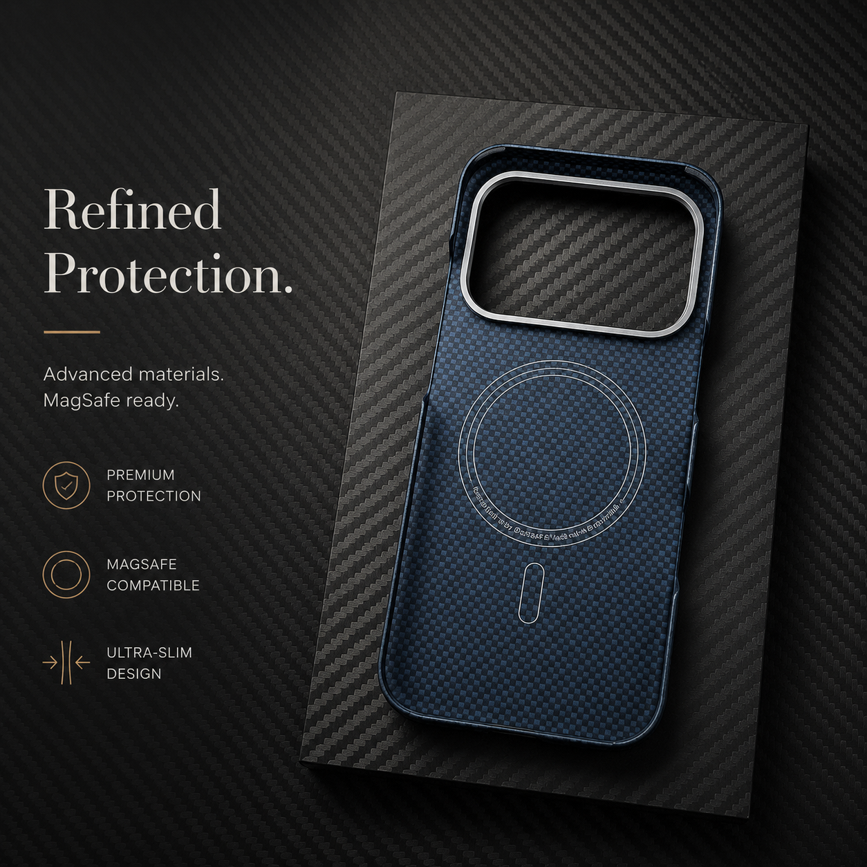 Premium iPhone Case MagSafe Compatible Carbon Fiber Aramid Protective Cover Camera Lens Protection Ultra Thin Shockproof Anti Fingerprint Waterproof Full Coverage
