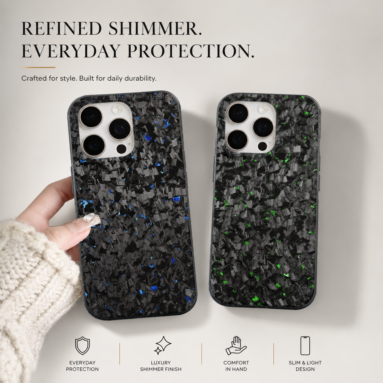 Premium iPhone Case MagSafe Compatible Carbon Fiber Cover Dual Layer Shockproof Metal Lens Guard Anti Scratch Lightweight Full Coverage Design