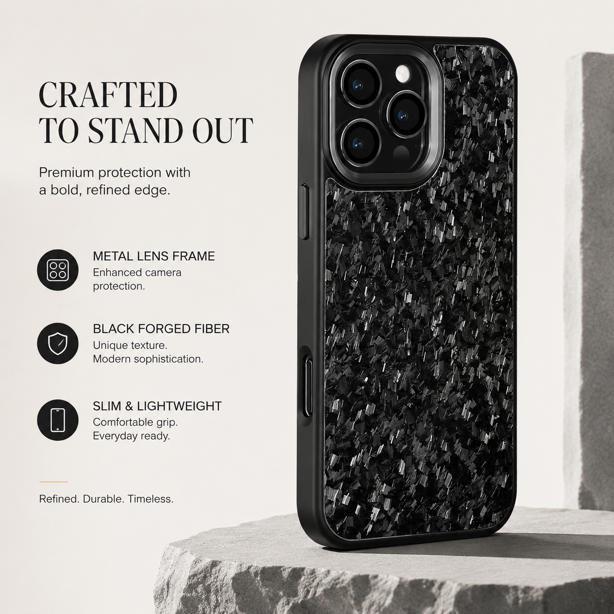 Premium iPhone Case MagSafe Compatible Carbon Fiber Cover Dual Layer Shockproof Metal Lens Guard Anti Scratch Lightweight Full Coverage Design