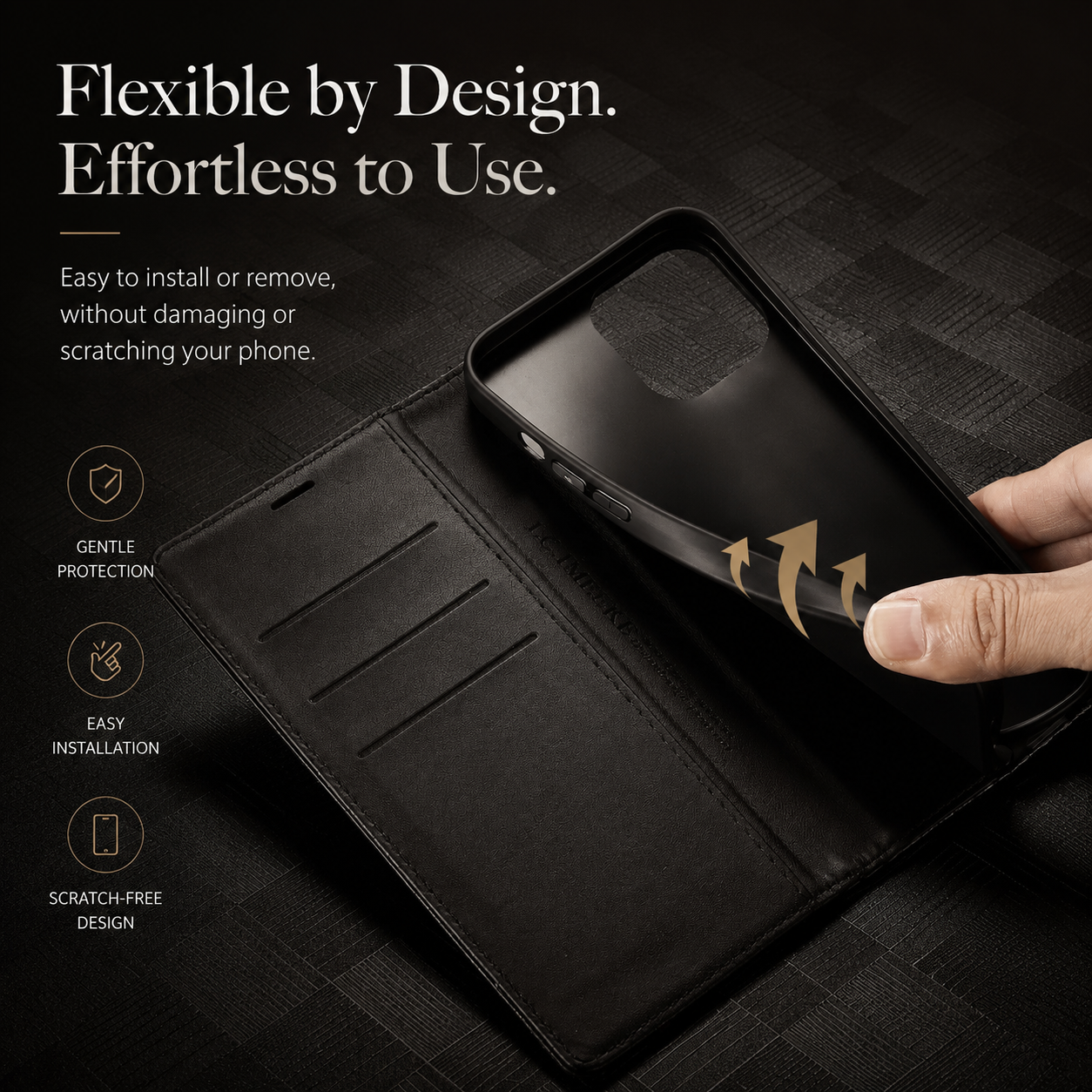 Premium iPhone Case MagSafe Compatible Carbon Fiber Leather Flip Wallet Cover Card Holder Stand Magnetic Shockproof Camera Lens Protection Slim Design