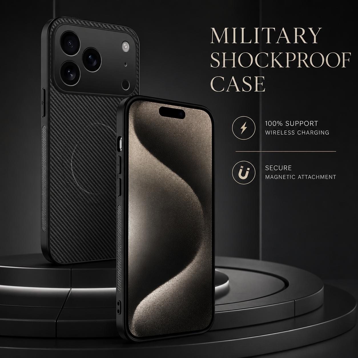 Premium iPhone Case MagSafe Compatible Carbon Fiber Magnetic Cover Ultra Thin Shockproof Camera Protection Slim Lightweight Anti Scratch Design