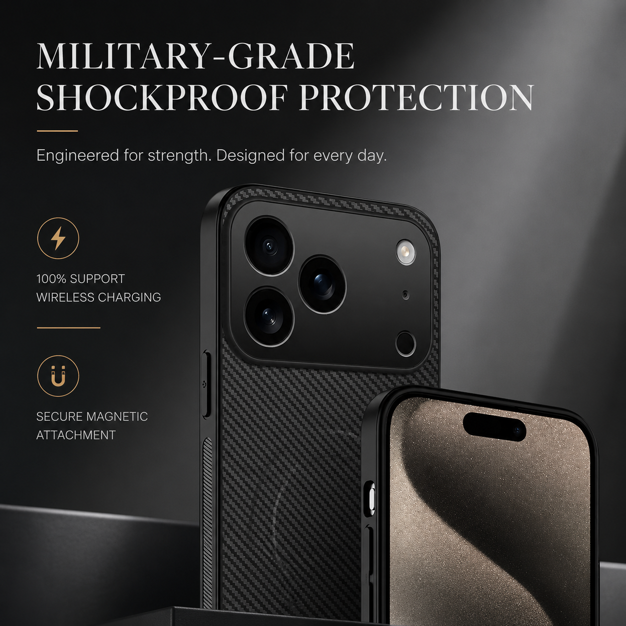 Premium iPhone Case MagSafe Compatible Carbon Fiber Magnetic Cover Ultra Thin Shockproof Camera Protection Slim Lightweight Anti Scratch Design