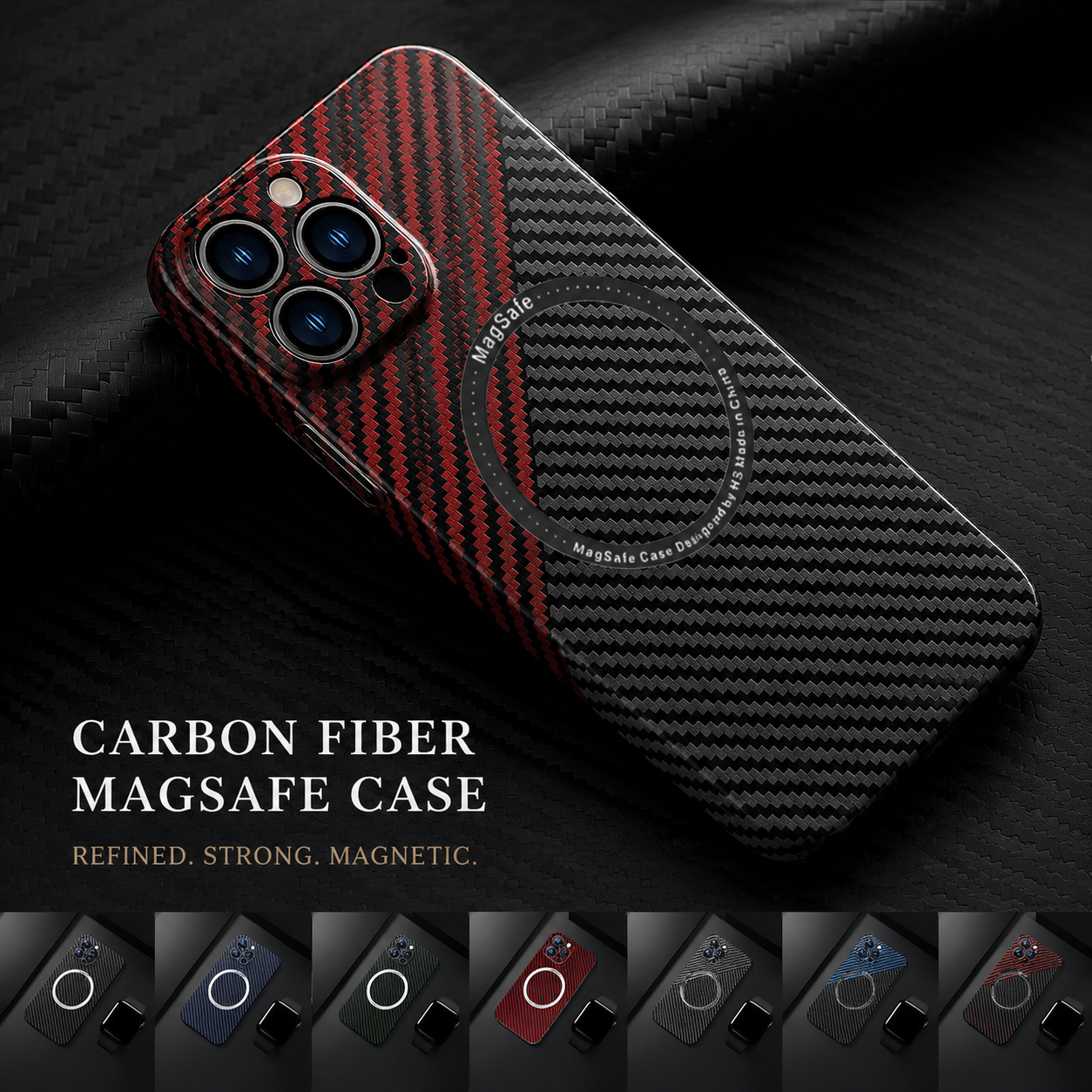 Premium iPhone Case MagSafe Compatible Carbon Fiber Magnetic Slim Cover Shockproof Lightweight Camera Lens Protection Protective Minimal Design