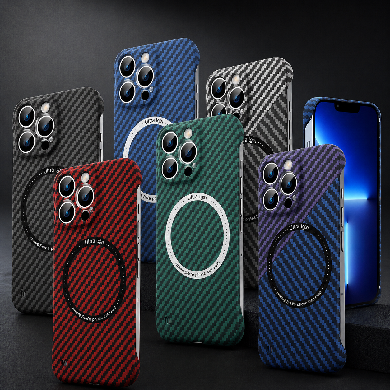 Premium iPhone Case MagSafe Compatible Carbon Fiber Magnetic Slim Cover Shockproof Lightweight Camera Lens Protection Protective Minimal Design
