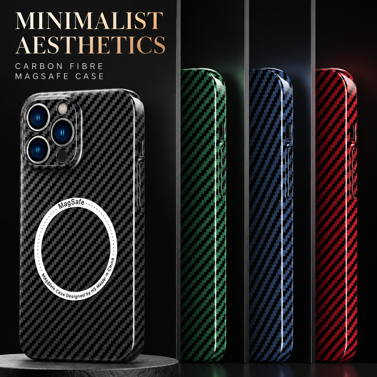 Premium iPhone Case MagSafe Compatible Carbon Fiber Magnetic Slim Cover Shockproof Lightweight Camera Lens Protection Protective Minimal Design