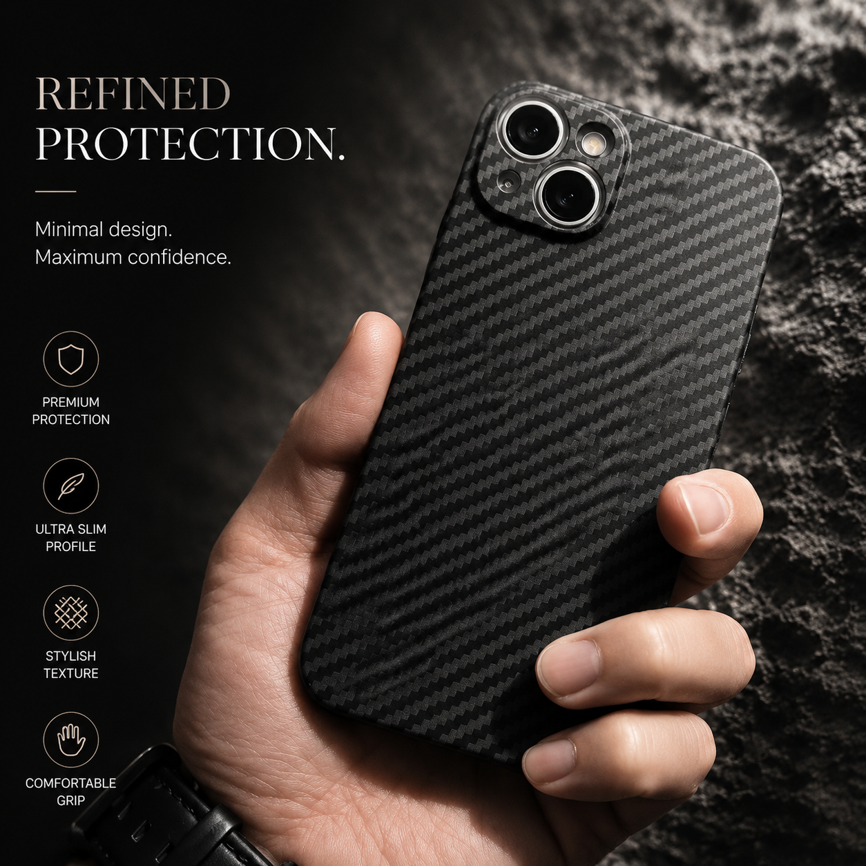 Premium iPhone Case MagSafe Compatible Carbon Fiber Matte Cover Hard PC Magnetic Shockproof Protective Camera Lens Guard Slim Full Coverage Design
