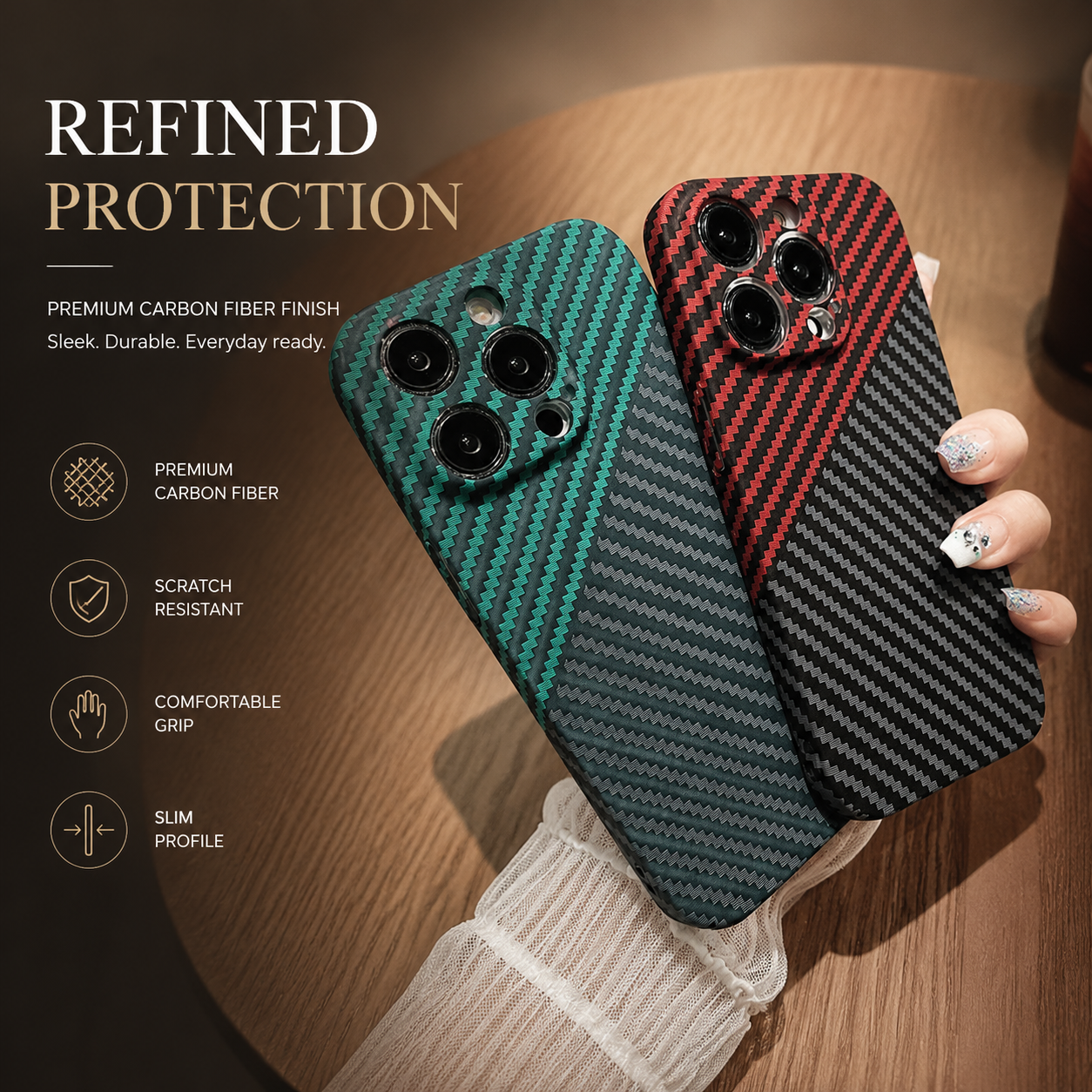 Premium iPhone Case MagSafe Compatible Carbon Fiber Matte Cover Hard PC Magnetic Shockproof Protective Camera Lens Guard Slim Full Coverage Design