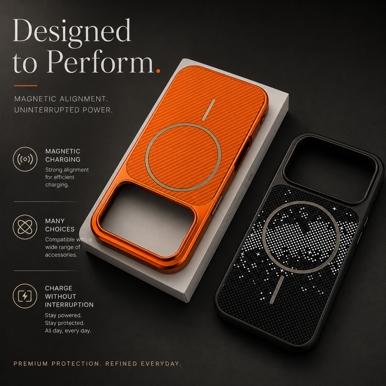 Premium iPhone Case MagSafe Compatible Carbon Fiber Protective Cover Magnetic Wireless Charging Camera Lens Protection Electroplated Shockproof Anti Scratch Slim