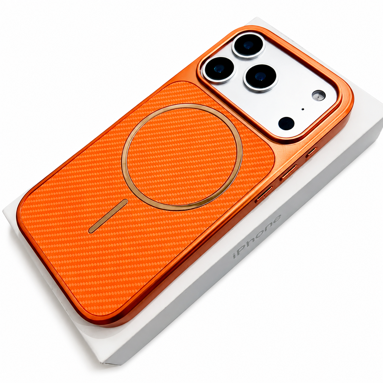 Premium iPhone Case MagSafe Compatible Carbon Fiber Protective Cover Magnetic Wireless Charging Camera Lens Protection Electroplated Shockproof Anti Scratch Slim