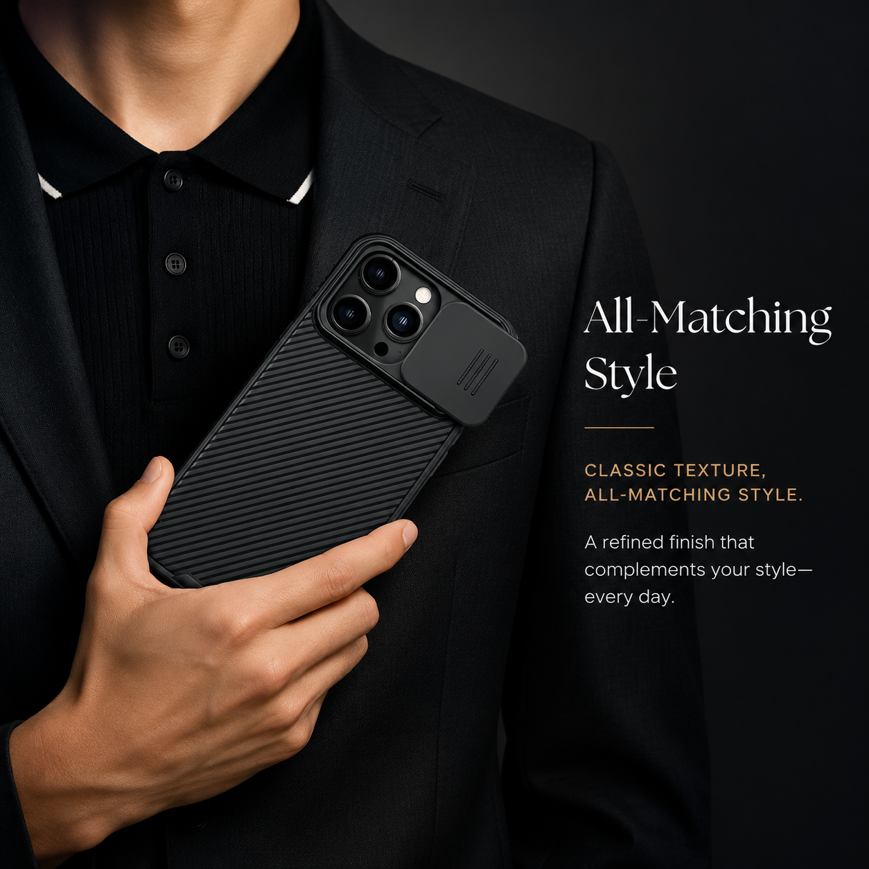 Premium iPhone Case MagSafe Compatible Carbon Fiber Texture Sliding Camera Cover Magnetic Cover Shockproof Protective Lens Guard Slim Design