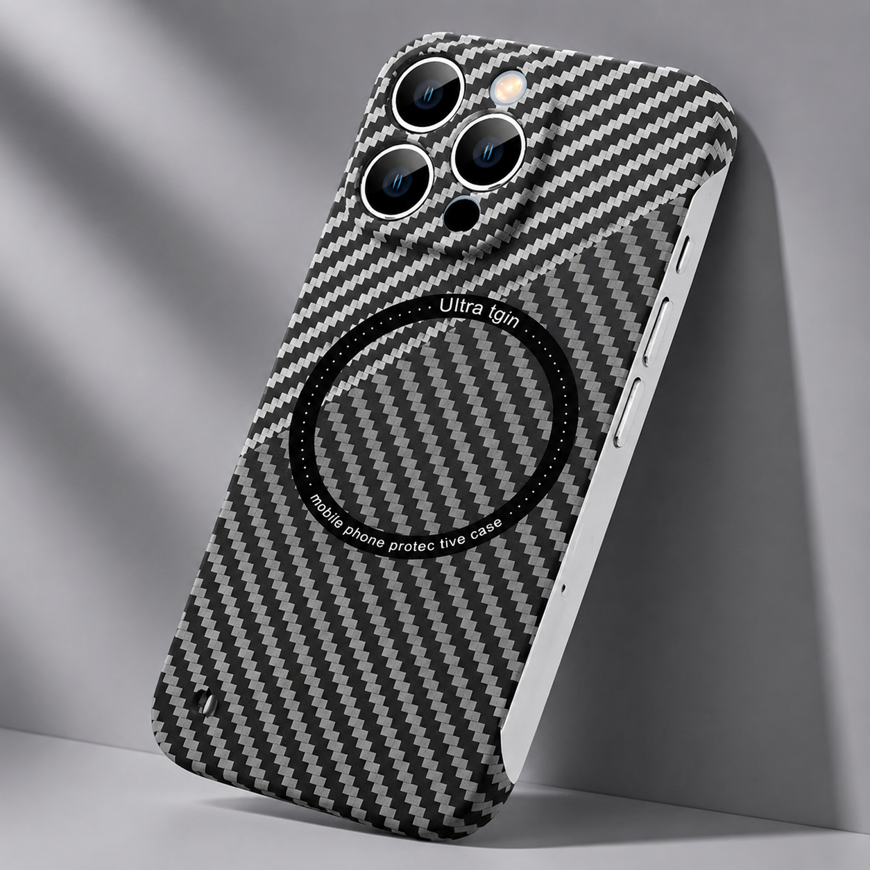 Premium iPhone Case MagSafe Compatible Carbon Fiber Texture Slim Cover Ultra Thin Shockproof Camera Lens Protection Lightweight Protective Design