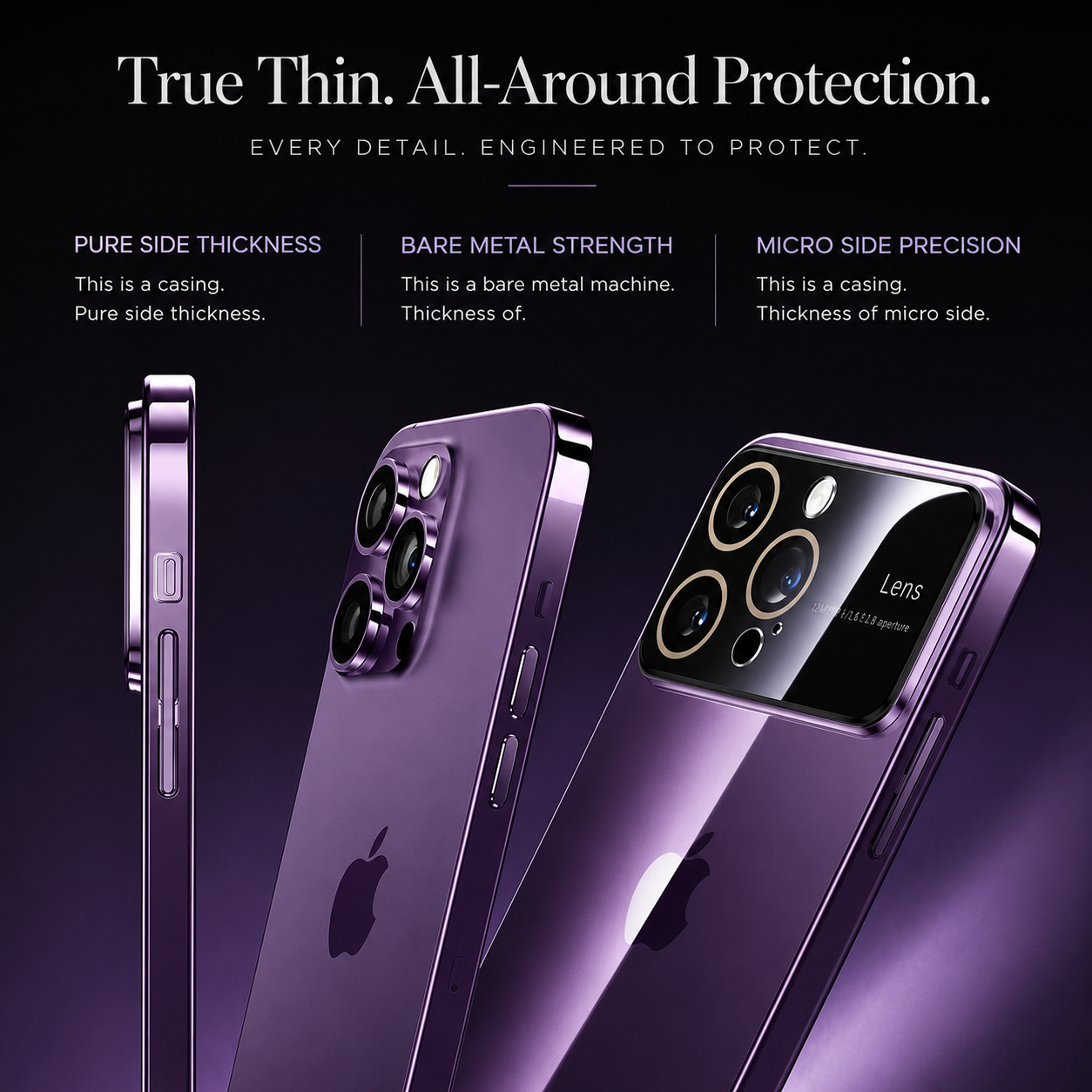 Premium iPhone Case MagSafe Compatible Clear Acrylic Cover Tempered Glass Camera Guard Plated Edge Magnetic Shockproof Anti Scratch Slim Design