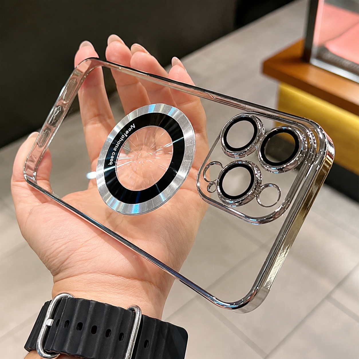 Premium iPhone Case MagSafe Compatible Clear Plated Cover Transparent Magnetic Ring Shockproof Protective Camera Lens Guard Ultra Thin Slim Design