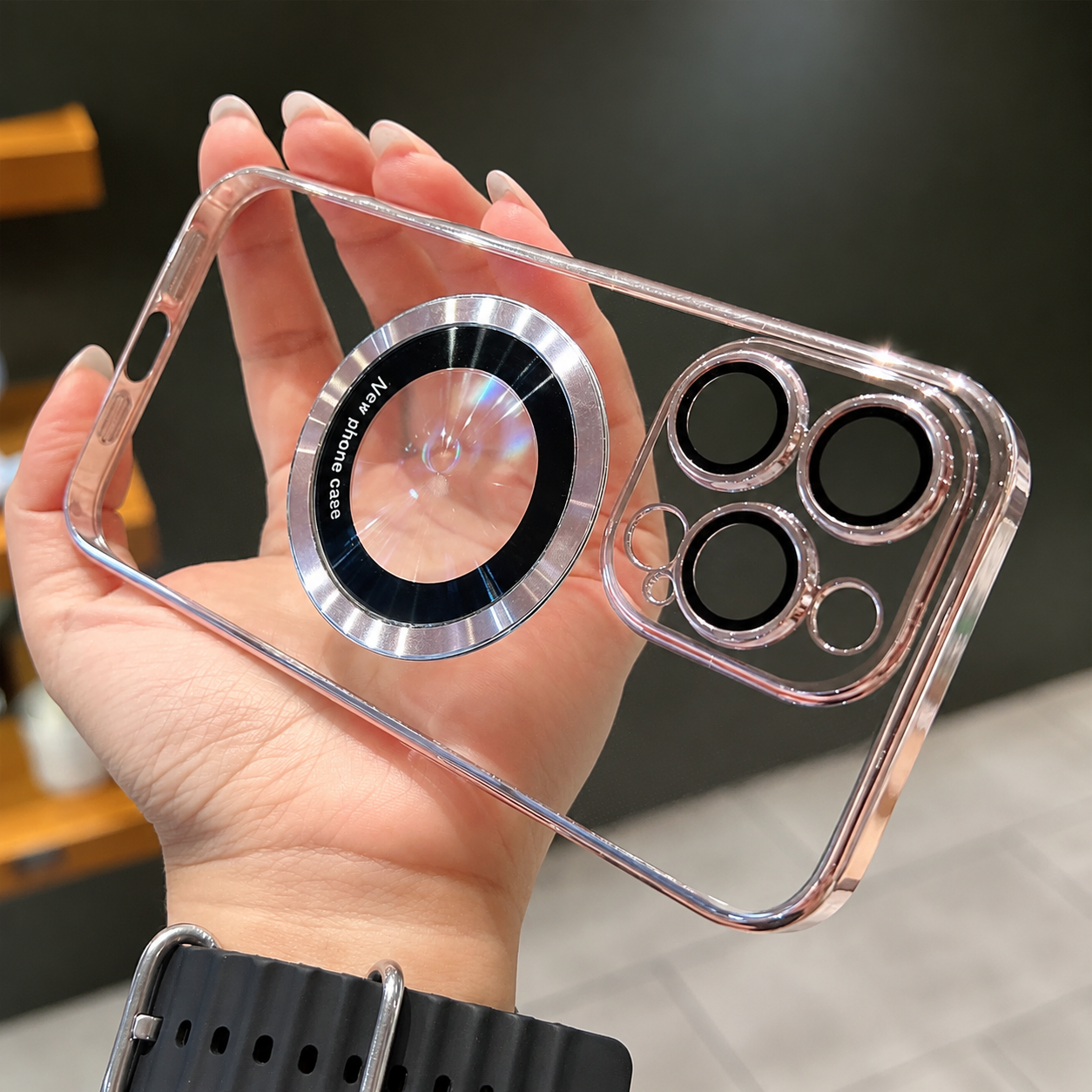 Premium iPhone Case MagSafe Compatible Clear Plated Cover Transparent Magnetic Ring Shockproof Protective Camera Lens Guard Ultra Thin Slim Design