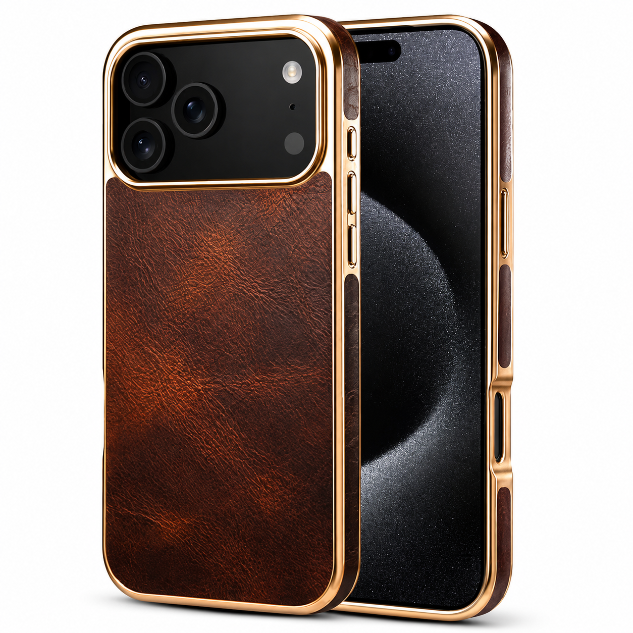 Premium iPhone Case MagSafe Compatible Cowhide Leather Cover Electroplated Edge Camera Protection Shockproof Anti Scratch Non Slip Slim Lightweight Design