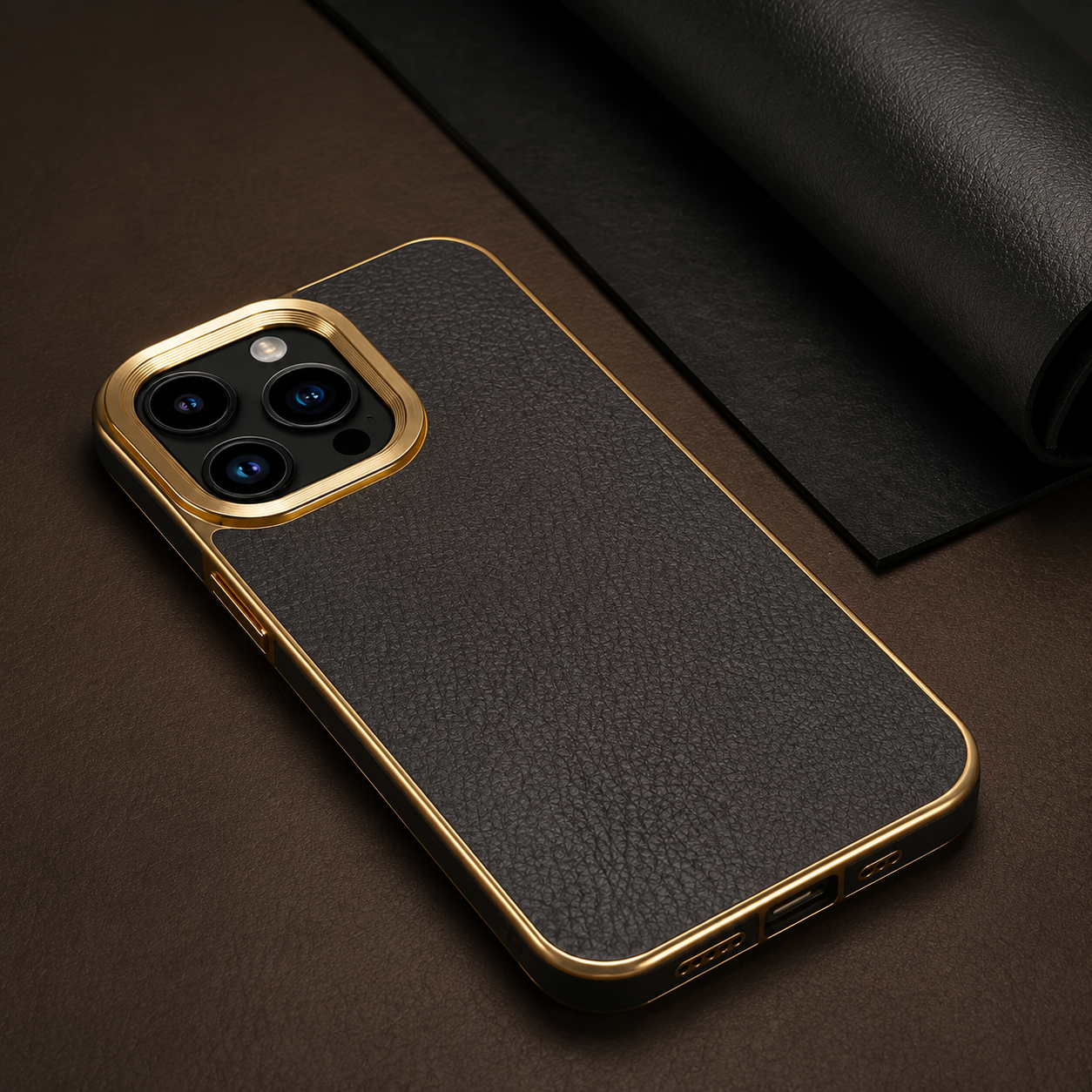 Premium iPhone Case MagSafe Compatible Cowhide Leather Cover Electroplated Edge Camera Protection Shockproof Anti Scratch Non Slip Slim Lightweight Design