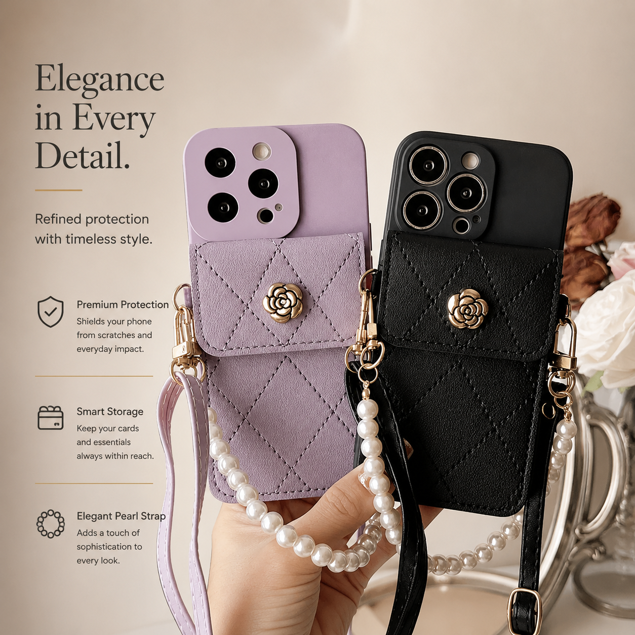 Premium iPhone Case MagSafe Compatible Crossbody Wallet Cover Card Holder Strap Magnetic Cover 3D Metal Texture Shockproof Camera Lens Protection Slim Design
