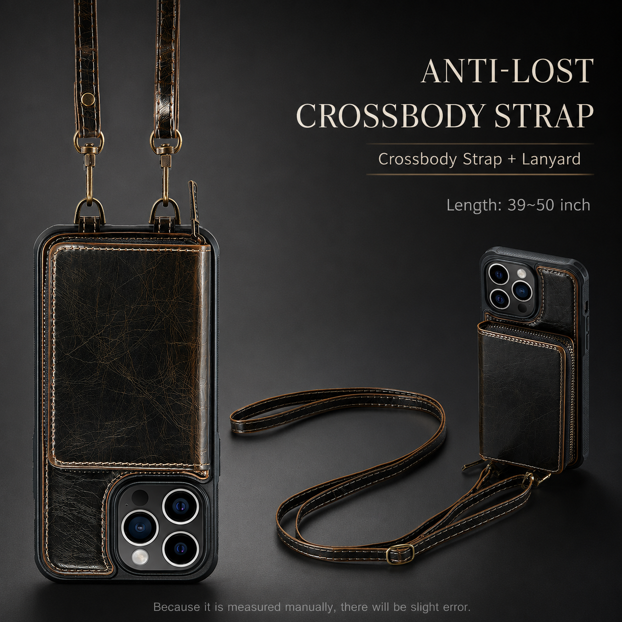 Premium iPhone Case MagSafe Compatible Crossbody Wallet Cover PU Leather Card Holder Phone Chain Stand Magnetic Closure Shockproof Full Coverage