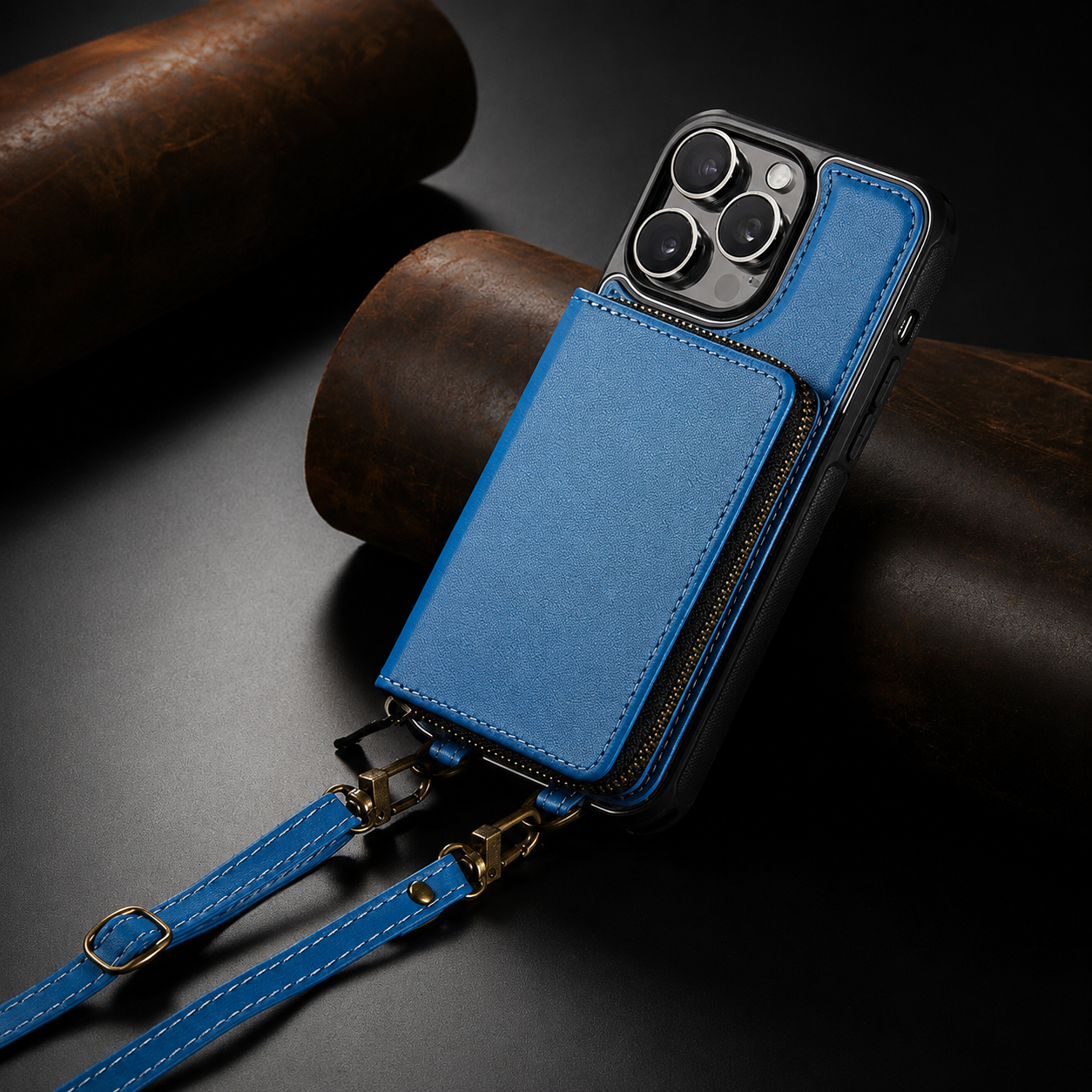 Premium iPhone Case MagSafe Compatible Crossbody Wallet Cover PU Leather Card Holder Phone Chain Stand Magnetic Closure Shockproof Full Coverage