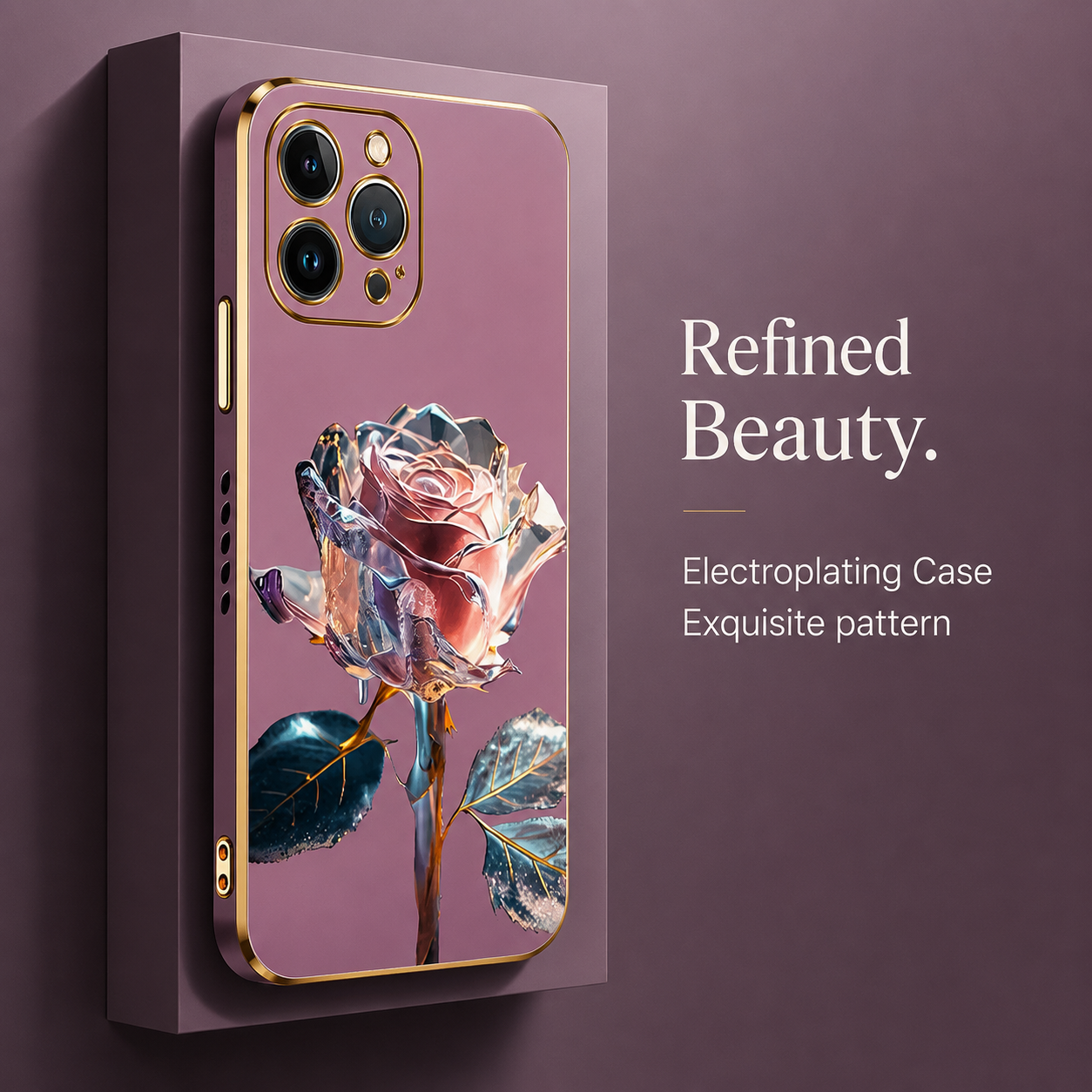 Premium iPhone Case MagSafe Compatible Crystal Rose Diamond Magnetic Cover Glitter Texture Shockproof Protective Camera Lens Guard Slim Design