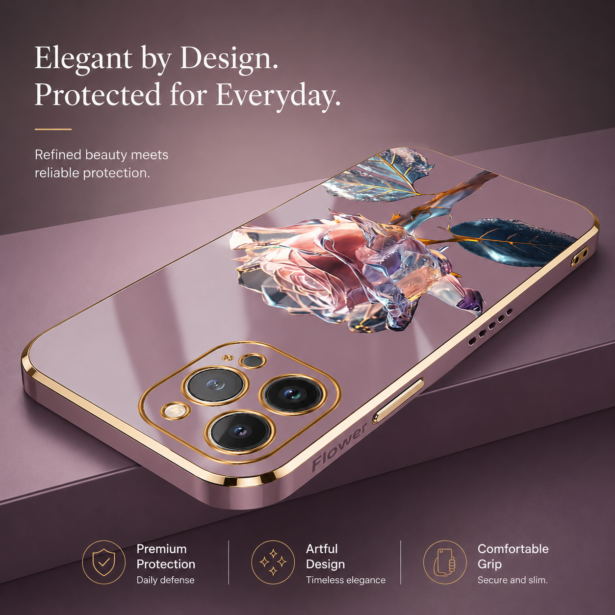 Premium iPhone Case MagSafe Compatible Crystal Rose Diamond Magnetic Cover Glitter Texture Shockproof Protective Camera Lens Guard Slim Design