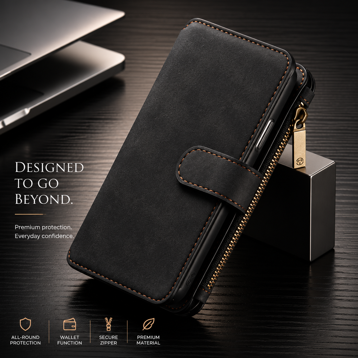 Premium iPhone Case MagSafe Compatible Detachable Leather Wallet Cover Flip Stand Card Holder Magnetic Shockproof Camera Lens Protection Slim Design