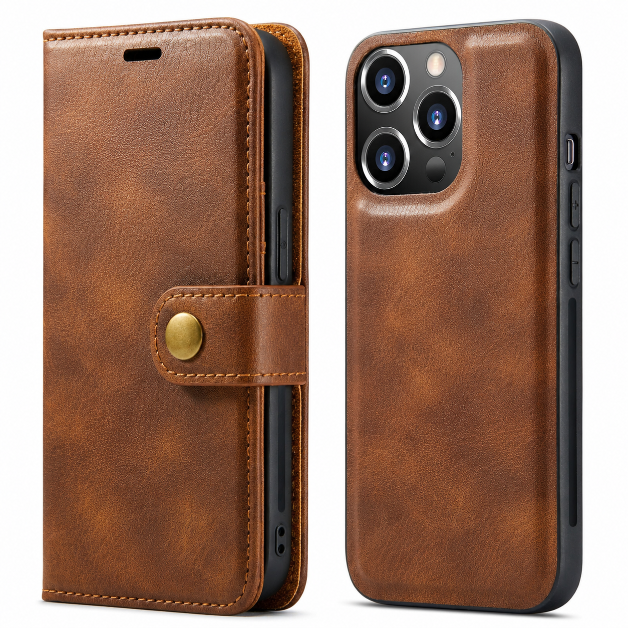 Premium iPhone Case MagSafe Compatible Detachable Leather Wallet Cover Magnetic Card Holder Shockproof Protective Camera Lens Protection Slim Design