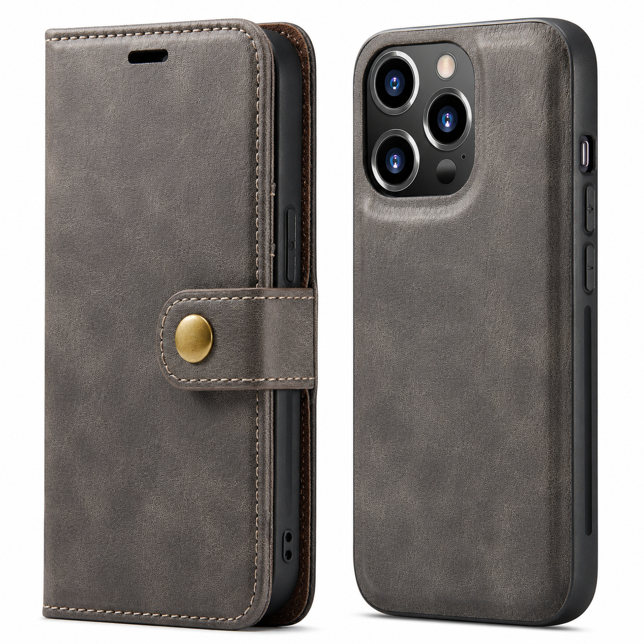Premium iPhone Case MagSafe Compatible Detachable Leather Wallet Cover Magnetic Card Holder Shockproof Protective Camera Lens Protection Slim Design