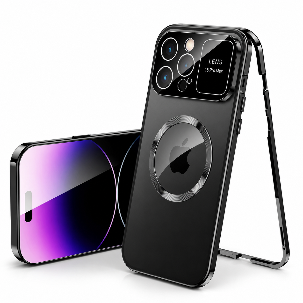 Premium iPhone Case MagSafe Compatible Double Sided Tempered Glass Magnetic Frame Shockproof Protective Cover Camera Lens Protection Full Coverage Slim Design