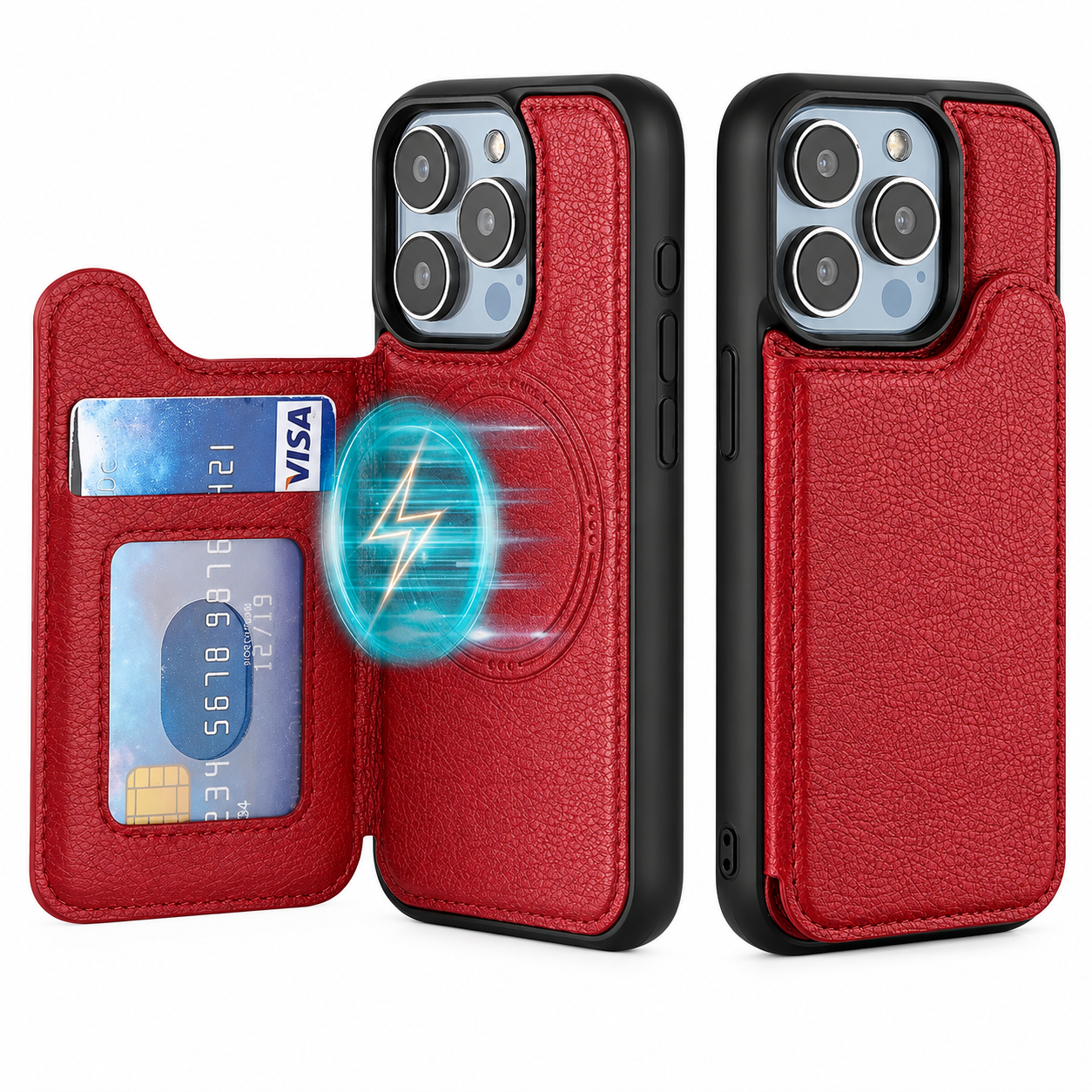 Premium iPhone Case MagSafe Compatible Flip Leather Wallet Protective Cover Card Holder Shockproof Magnetic Closure Anti Fingerprint Full Access Design