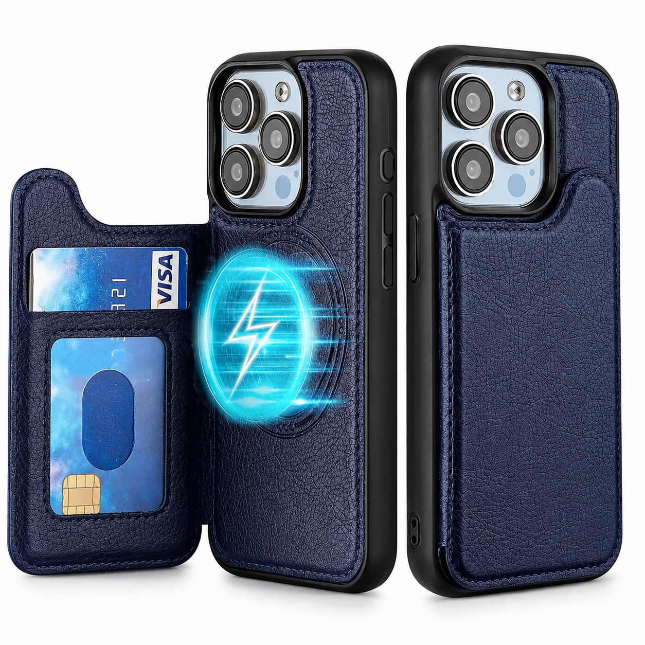 Premium iPhone Case MagSafe Compatible Flip Leather Wallet Protective Cover Card Holder Shockproof Magnetic Closure Anti Fingerprint Full Access Design