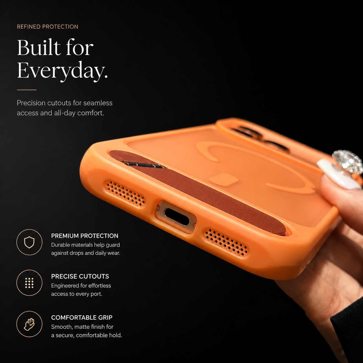 Premium iPhone Case MagSafe Compatible Foldable Stand Cover Shockproof PC Matte Anti Fingerprint Non Slip Camera Protection Half Wrapped Design