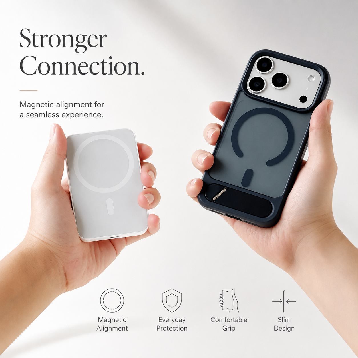 Premium iPhone Case MagSafe Compatible Foldable Stand Cover Shockproof PC Matte Anti Fingerprint Non Slip Camera Protection Half Wrapped Design