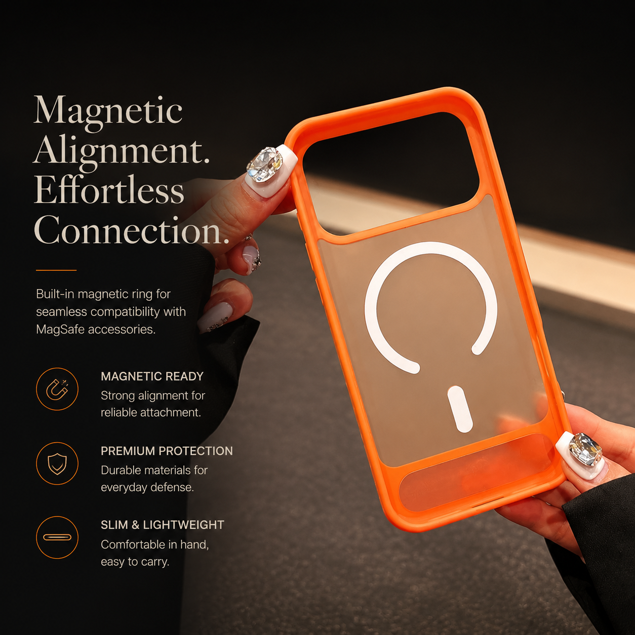 Premium iPhone Case MagSafe Compatible Foldable Stand Cover Shockproof PC Matte Anti Fingerprint Non Slip Camera Protection Half Wrapped Design