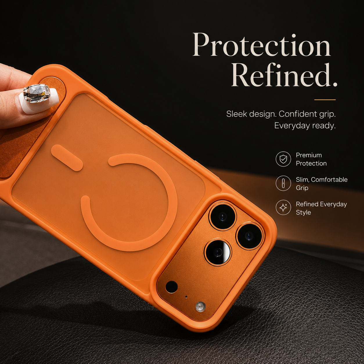 Premium iPhone Case MagSafe Compatible Foldable Stand Cover Shockproof PC Matte Anti Fingerprint Non Slip Camera Protection Half Wrapped Design