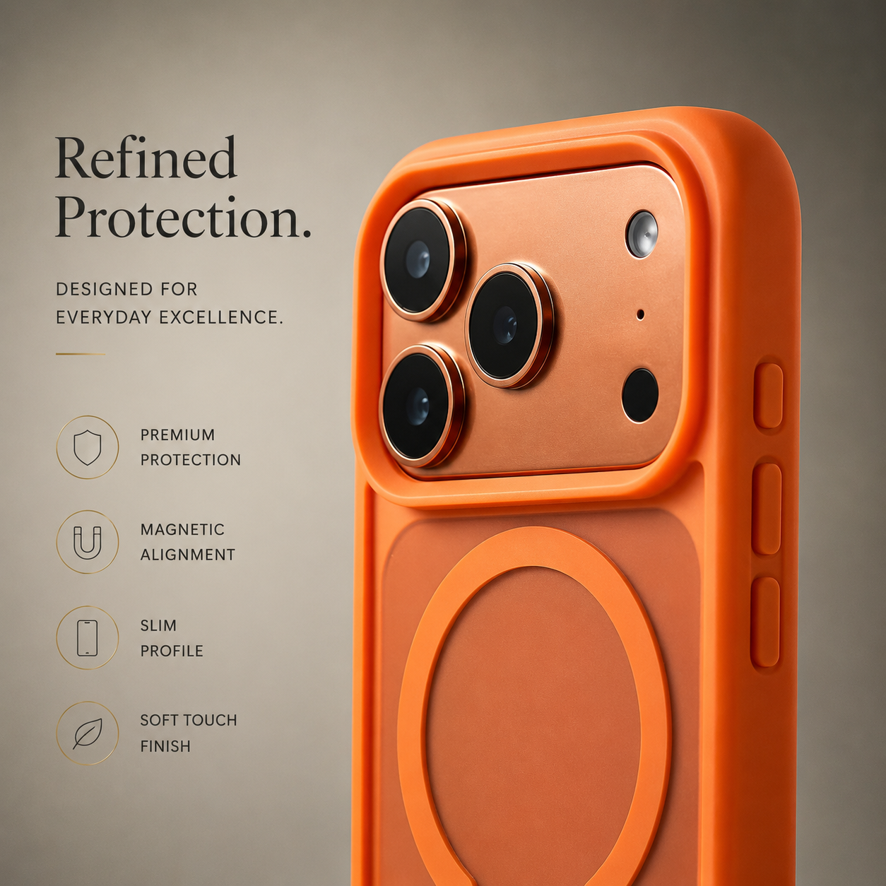 Premium iPhone Case MagSafe Compatible Foldable Stand Cover Shockproof PC Matte Anti Fingerprint Non Slip Camera Protection Half Wrapped Design