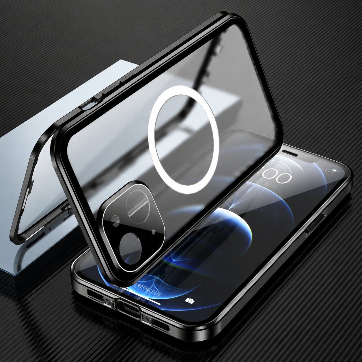 Premium iPhone Case MagSafe Compatible Full Body Aluminum Frame Tempered Glass Clear Cover Magnetic Shockproof Protective Camera Guard Slim Design