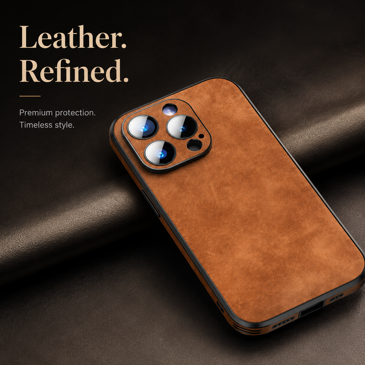 Premium iPhone Case MagSafe Compatible Genuine Leather Cover Magnetic Protective Camera Lens Guard Shock Absorbing Slim Full Coverage Design