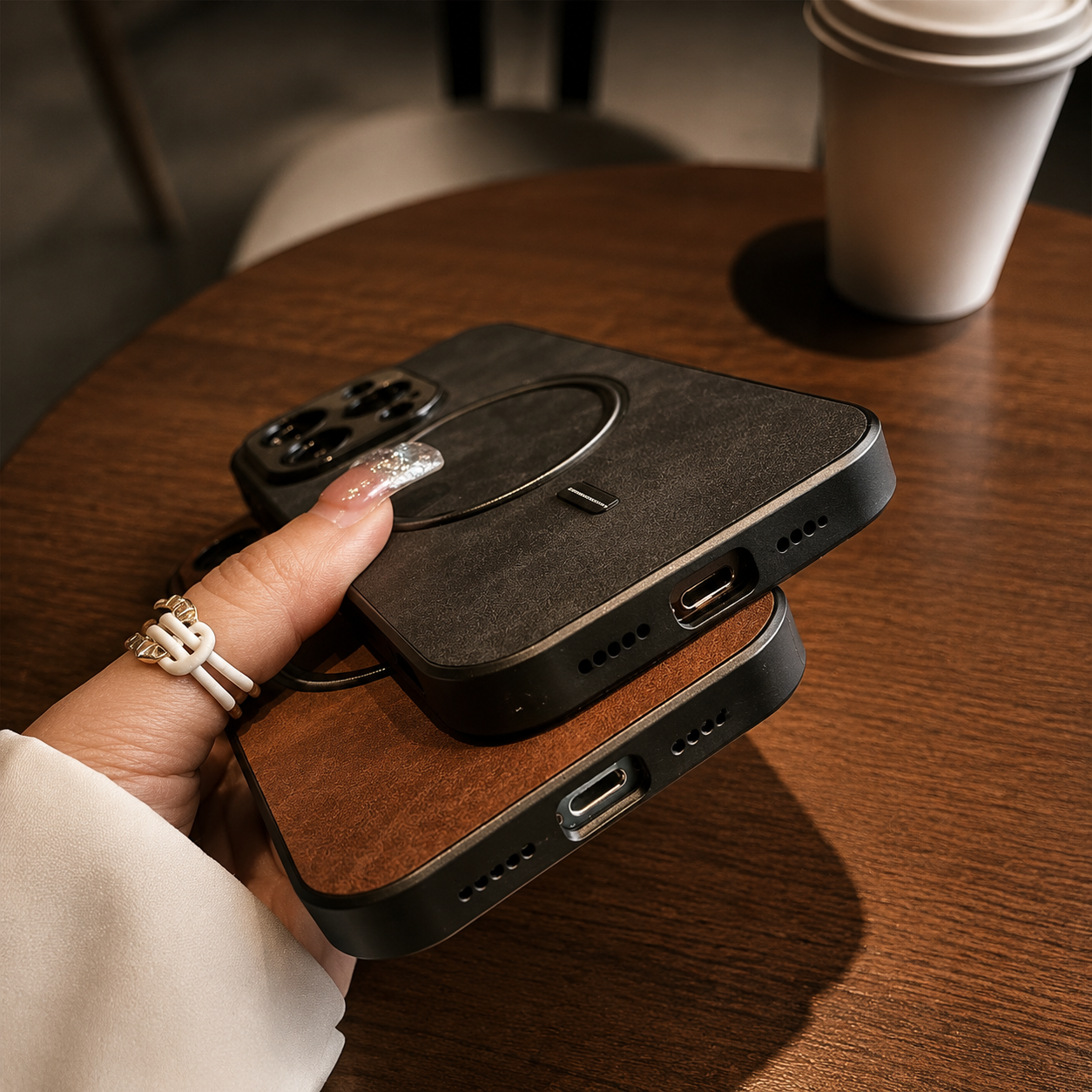 Premium iPhone Case MagSafe Compatible Genuine Leather Cover Magnetic Shock Absorbing Protective Camera Lens Guard Slim Full Coverage Design