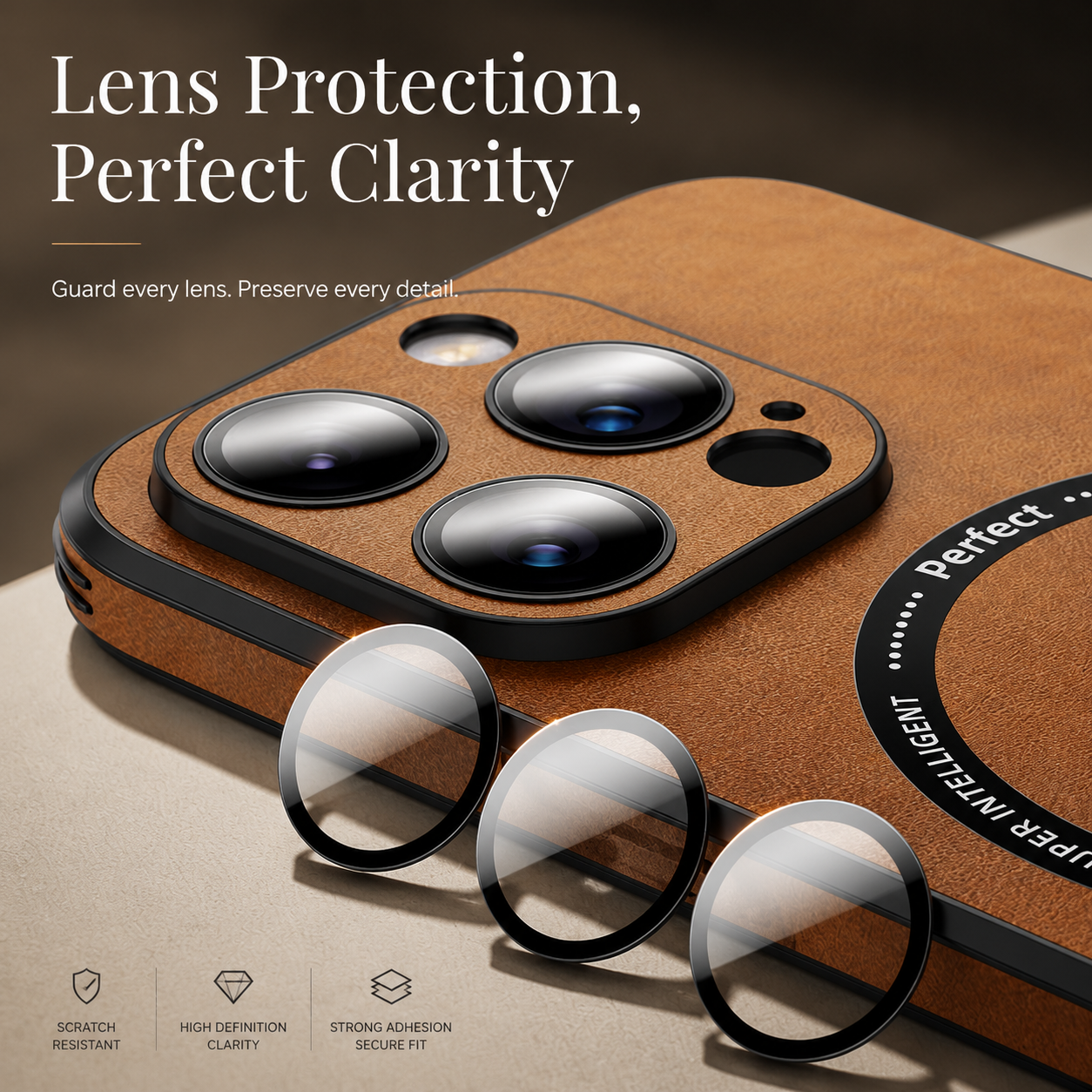 Premium iPhone Case MagSafe Compatible Genuine Leather Cover Magnetic Shock Absorbing Protective Camera Lens Guard Slim Full Coverage Design