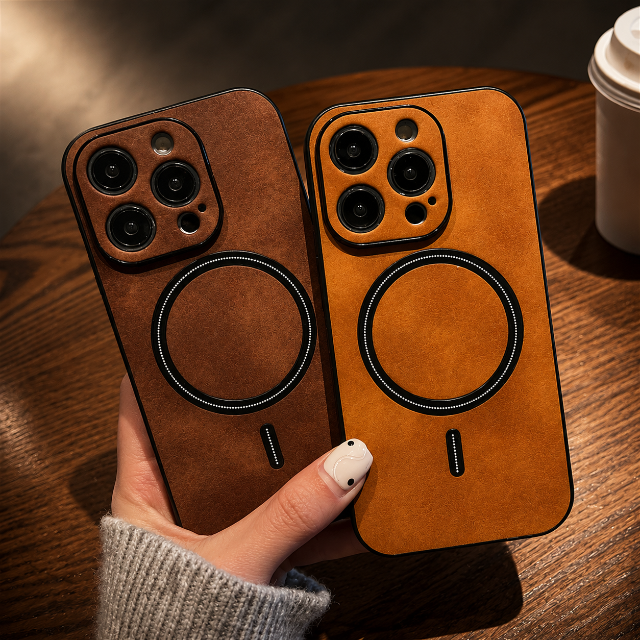 Premium iPhone Case MagSafe Compatible Genuine Leather Cover Magnetic Shock Absorbing Protective Camera Lens Guard Slim Full Coverage Design