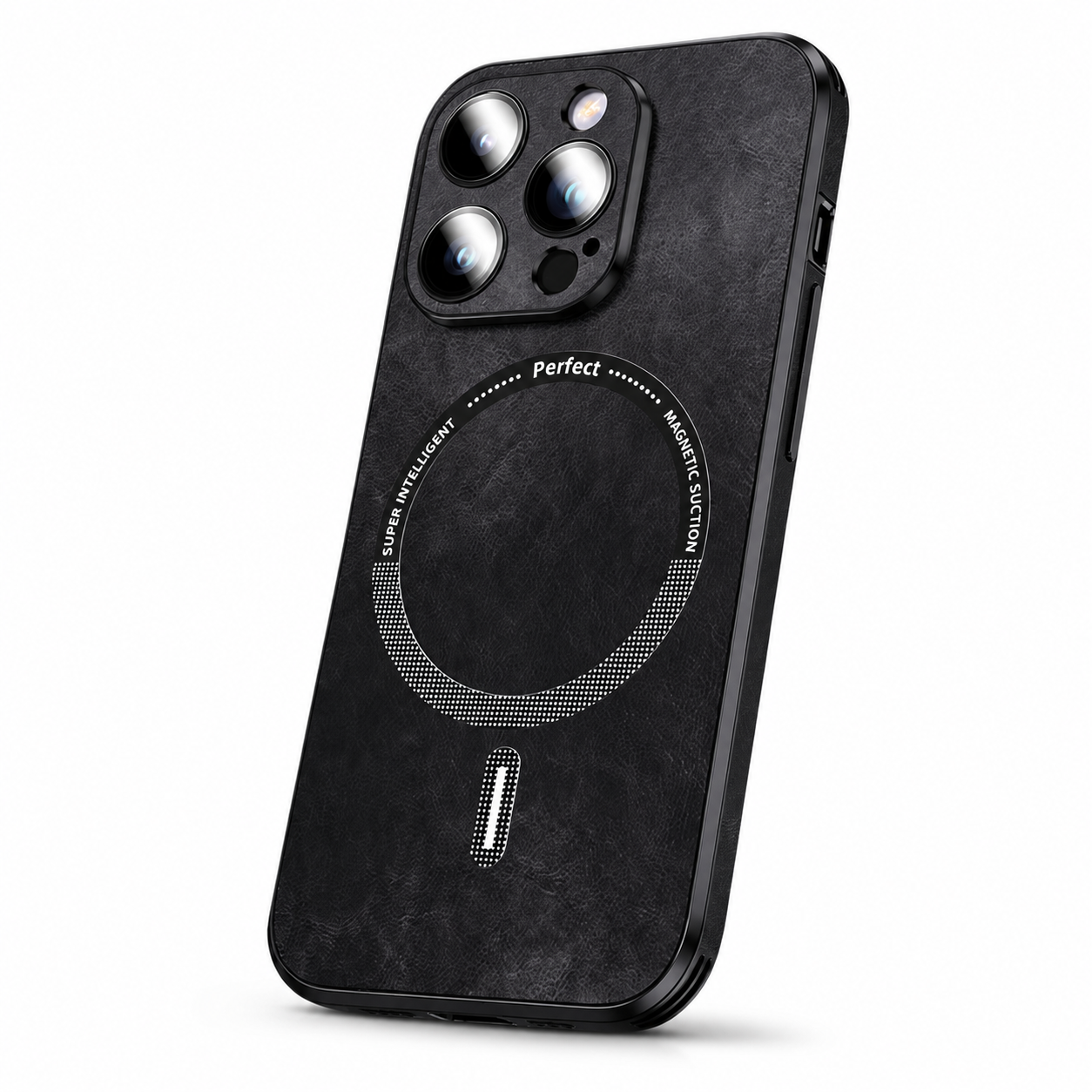 Premium iPhone Case MagSafe Compatible Genuine Leather Cover Magnetic Shock Absorbing Protective Camera Lens Guard Slim Full Coverage Design