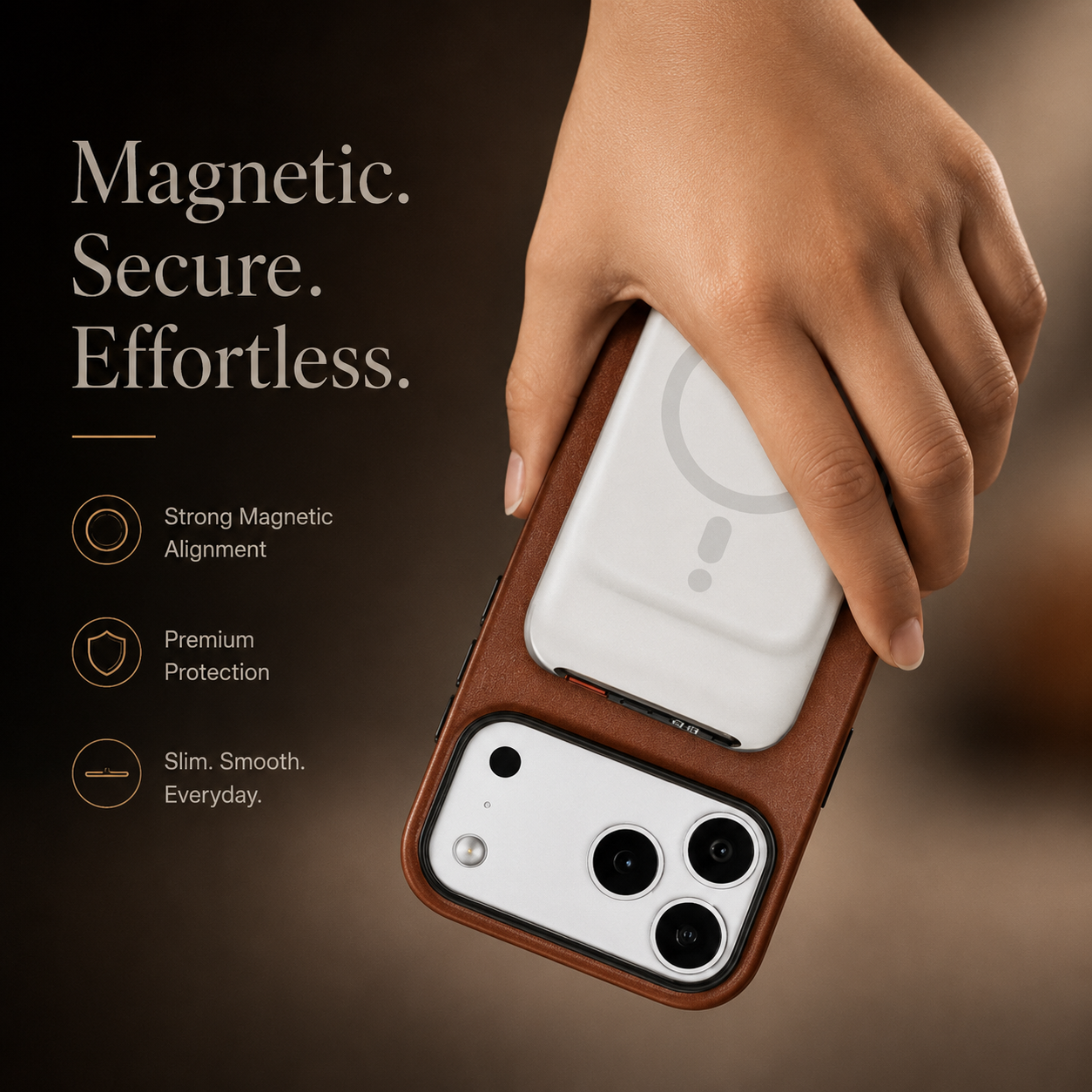 Premium iPhone Case MagSafe Compatible Genuine Leather Cover Shockproof Full Coverage Camera Protection Anti Fingerprint Non Slip Slim Fit Design