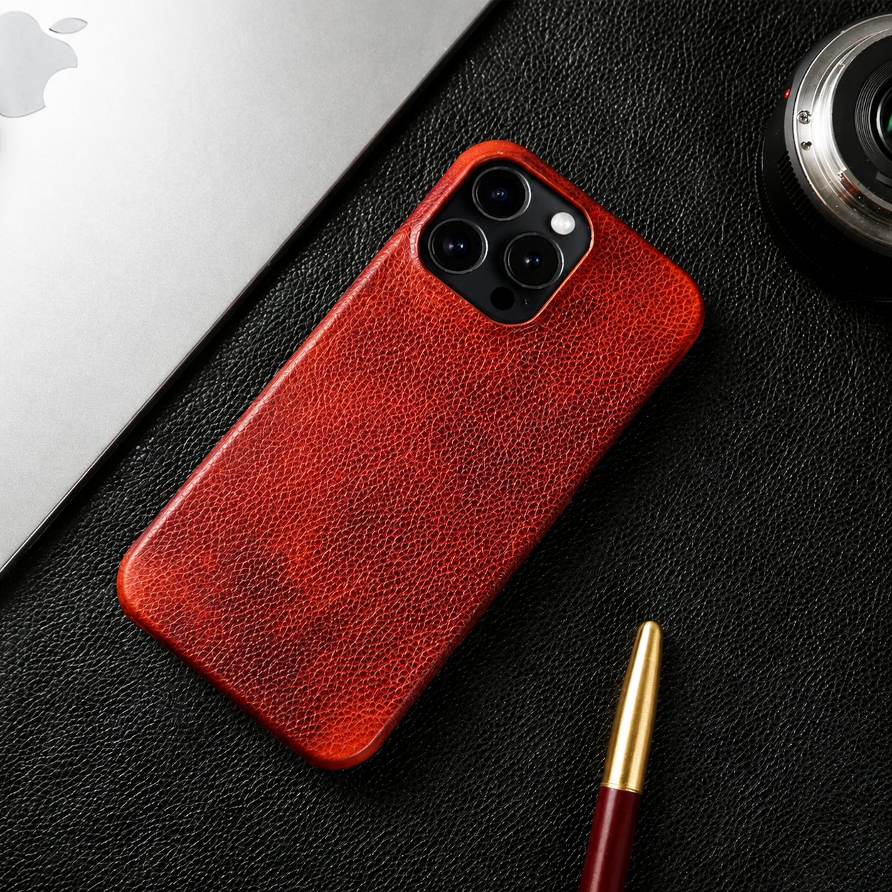 Premium iPhone Case MagSafe Compatible Genuine Leather Strap Cover Slim Protective Shockproof Camera Lens Protection Carry Strap Luxury Design