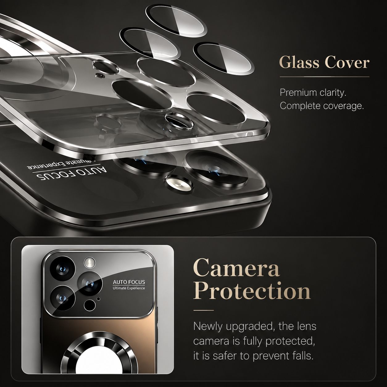 Premium iPhone Case MagSafe Compatible Glass Back Cover Magnetic Shockproof Protective Camera Lens Guard Anti Fingerprint Clear Slim Design